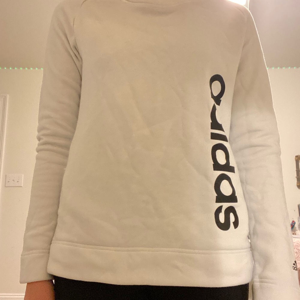 white adidas slip on hoodie